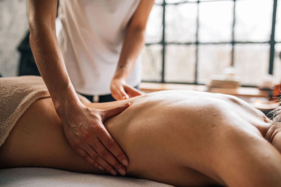 A Swedish massage in progress at Caribbean Wellness